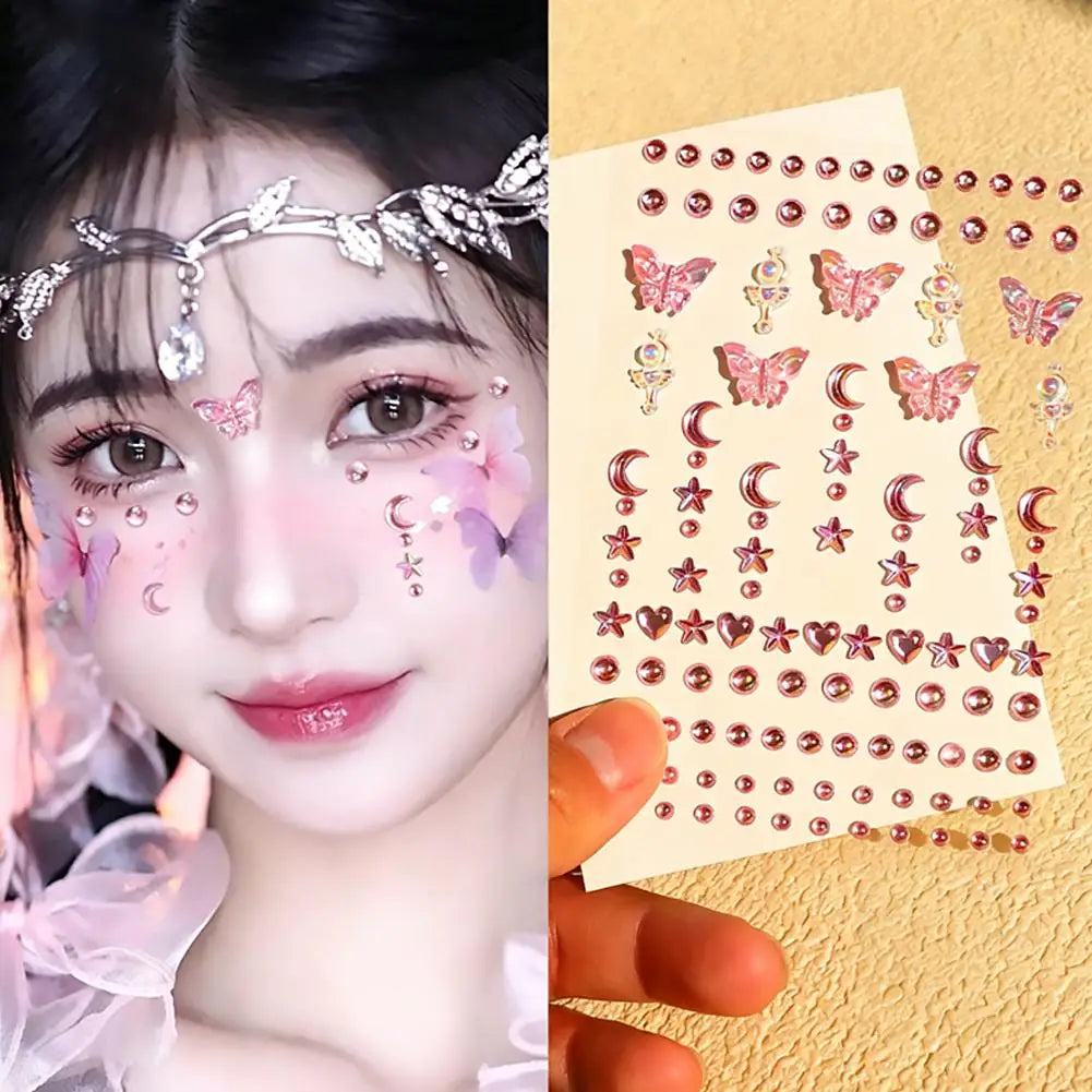 Butterfly Face Gems – 128pc Self-Adhesive Crystal Rhinestone Stickers