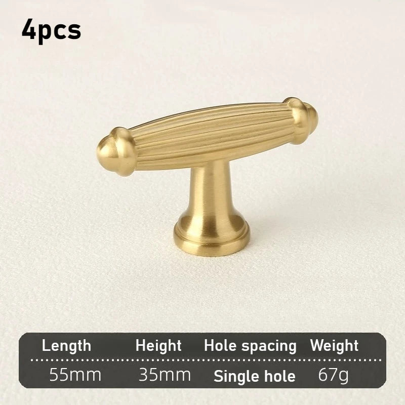 Brass French Handle Light Luxury Style Wardrobe Drawer Cabinet Gold European Cabinet High End Bronze Middle Ancient Style Handle Oasis Select 4pcs Copper singleT