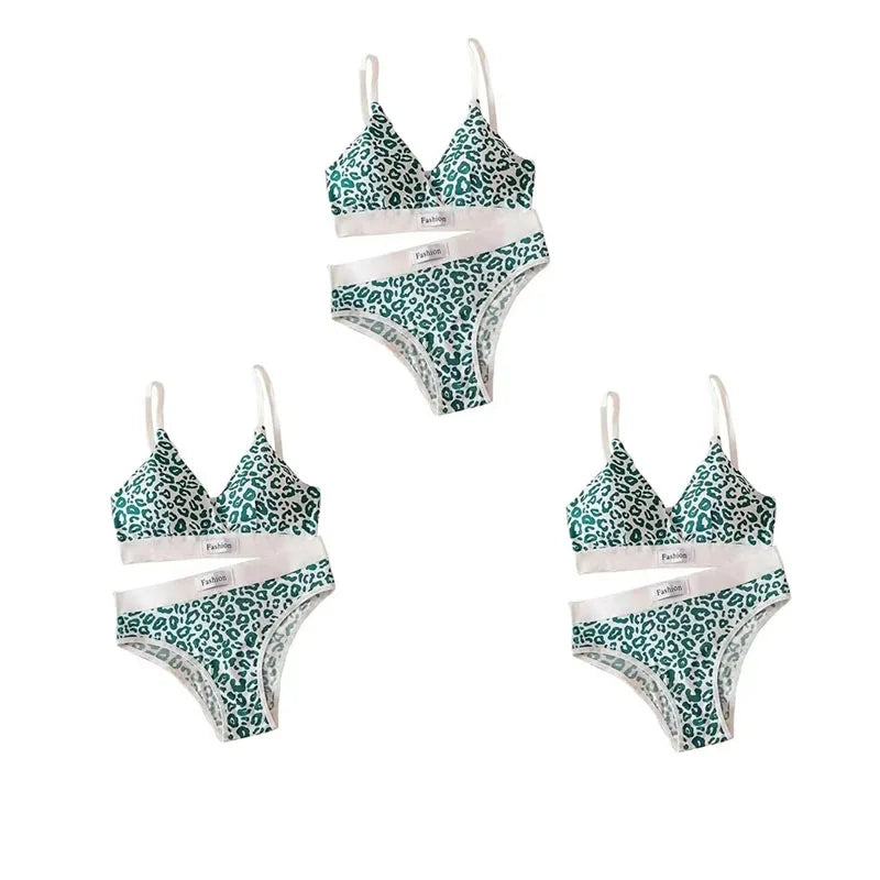 1- Summer Women's Leopard Print Traceless Steel Rim Bra Adjustable