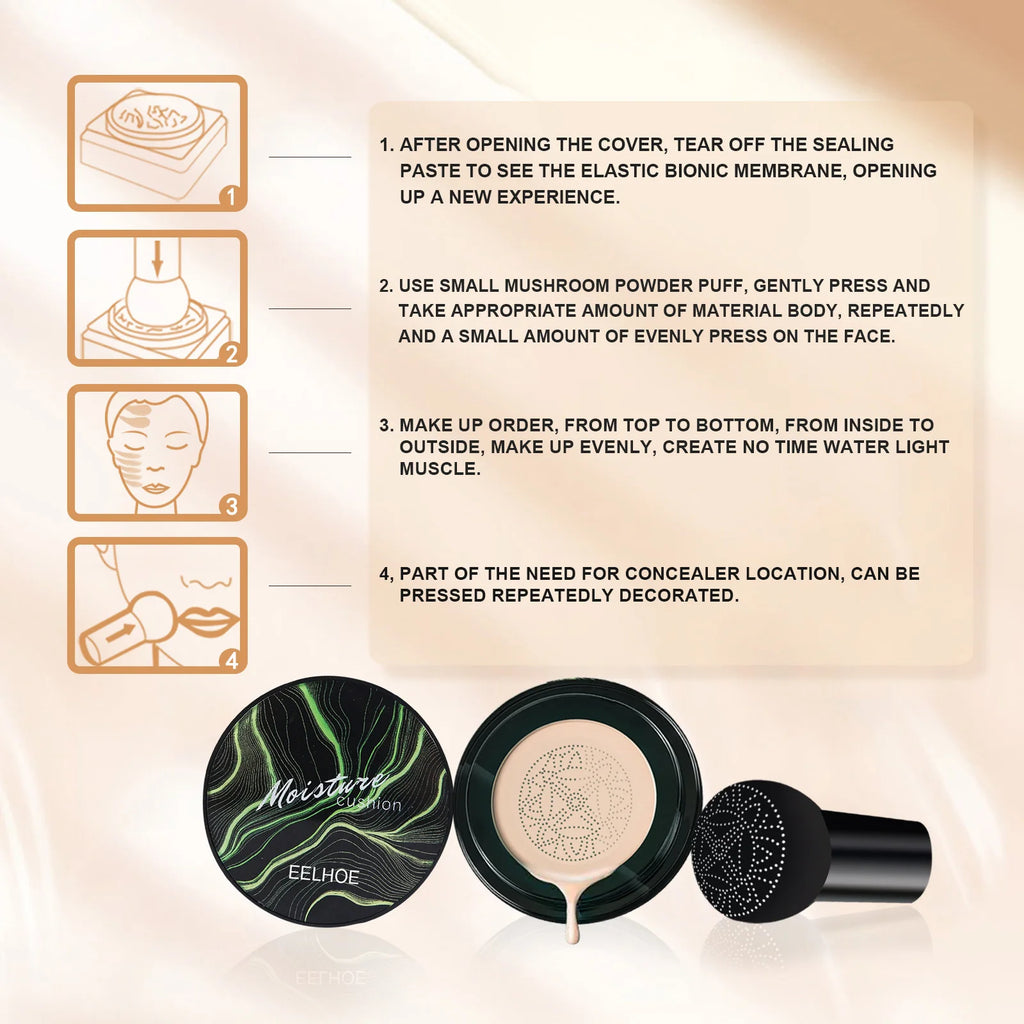Mushroom Head Air Cushion BB Cream Magic Foundation Face Concealer Moisturizing Waterproof Brightening Makeup Base Cosmetics Oasis Select