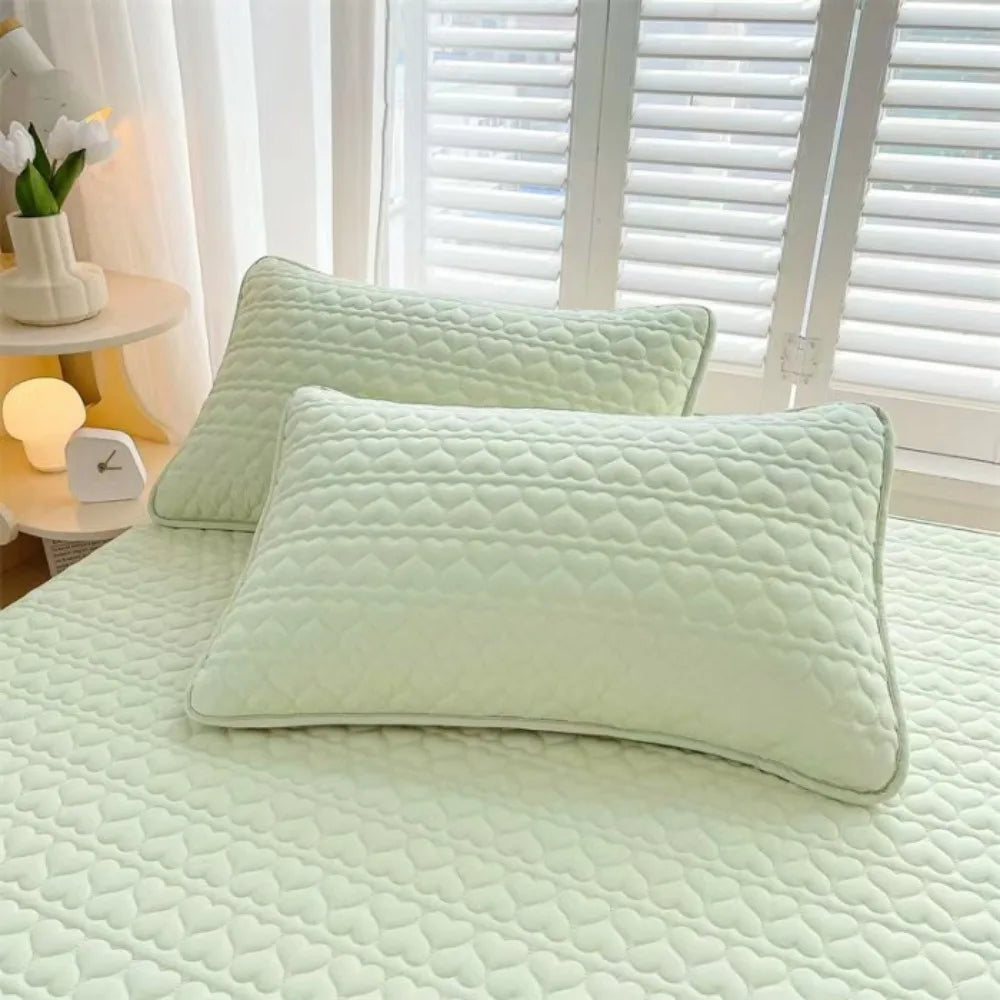 Comfortable Cotton Pillow Cover Isolation layer Anti Mite Pillow Case Protector Waterproof Head oil Pillowcase household Oasis Select Green