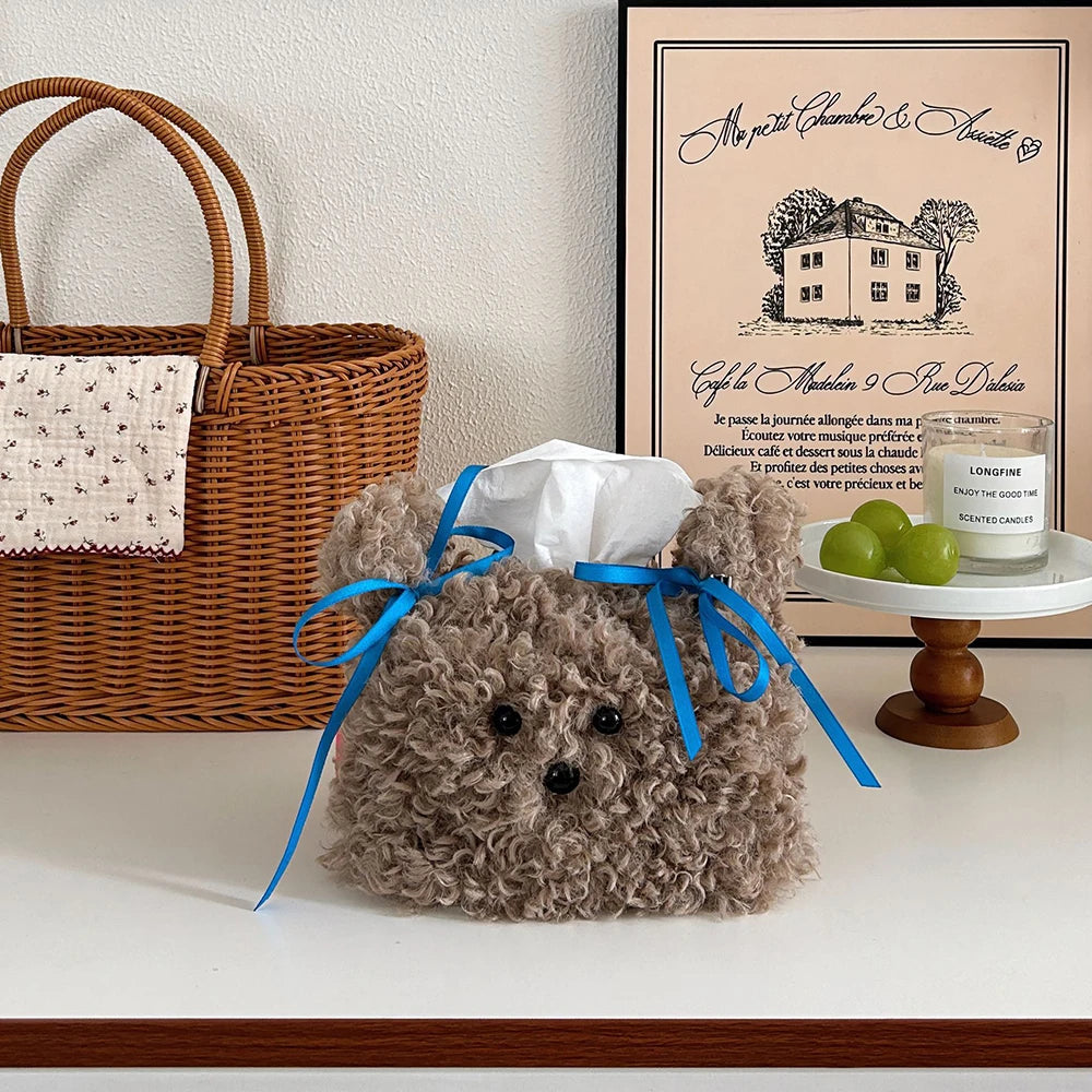 Cute Plush Dog Tissue Box Cover | Puppy Home Desk Decor