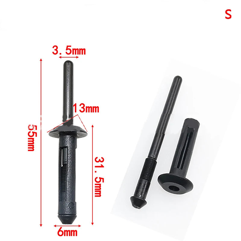 10Pcs Black Plastic Rivet Clip Retainer Fastener Blind Rivets Head Break Mandrel Blind Nail Rivets For Auto Accessories Oasis Select S