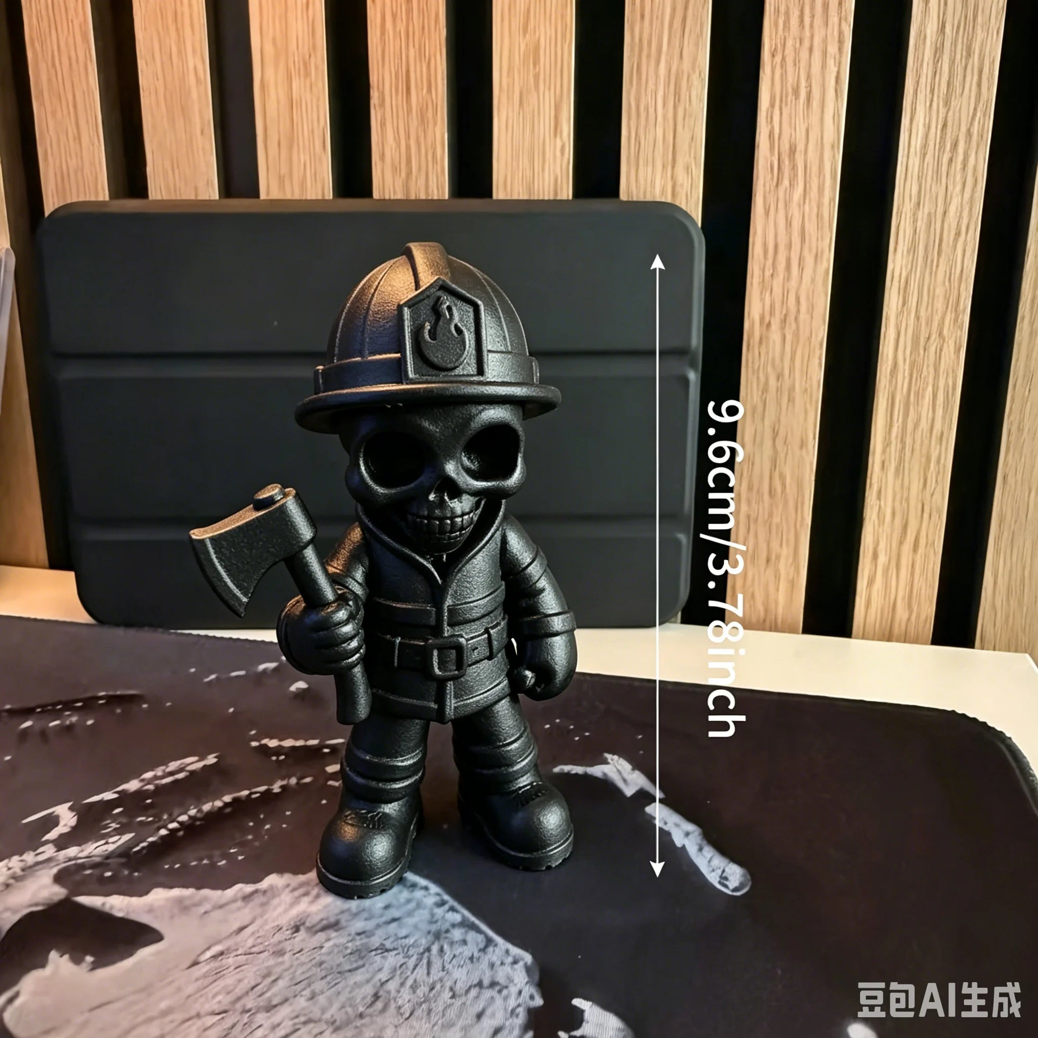 Axe Skeleton Firefighter Figurines Gothic Fireman Statue Whimsical Skull Firefighter Ornament for Home Office Desktop Decor Gift Oasis Select AXE Black 9.6x5.8x4.4cm