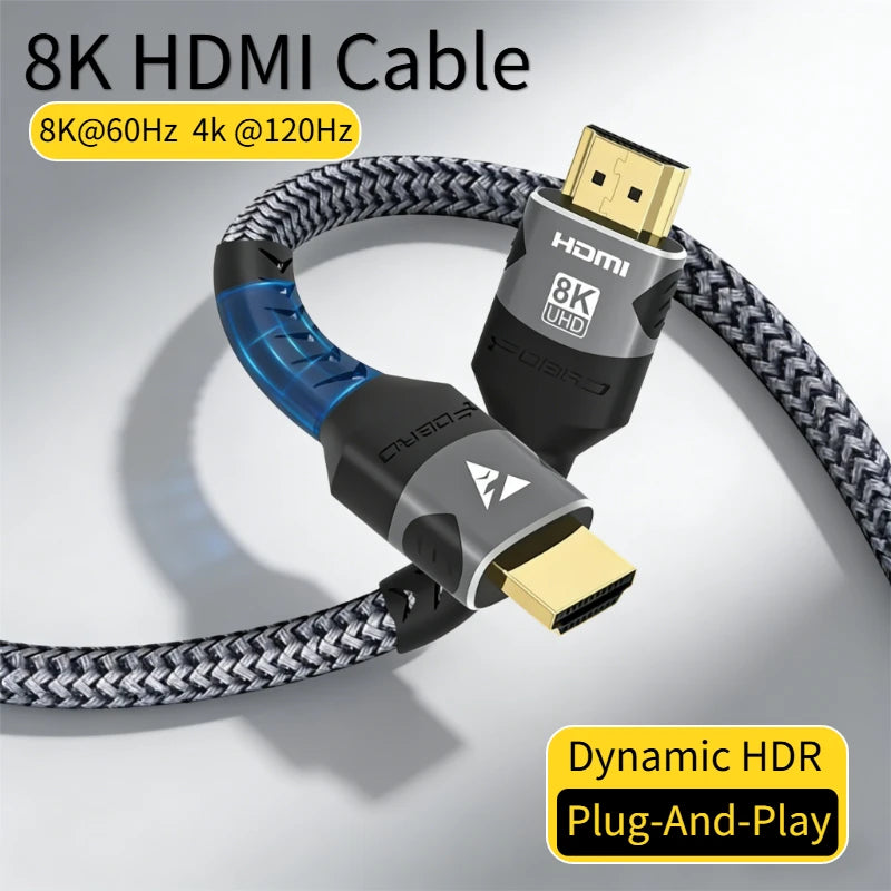 8K HDMI 2.1 Cable 48Gbps Ultra High Speed 4K@120Hz 8K@60Hz 48Gbps Adapter For RTX 3080 eARC HDR Video Cable PC Laptop TV Box ﻿ Oasis Select