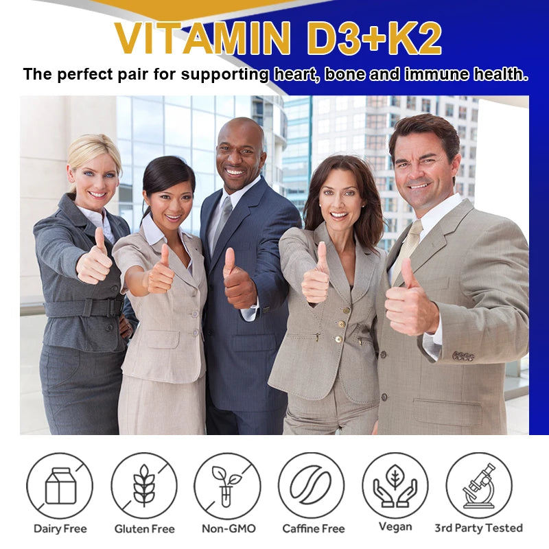 BEWORTHS Vitamin D3 & K2 Capsules Support Calcium Metabolism Absorption, Heart and Bone Health Vegan Gluten Free Strong Bone Oasis Select
