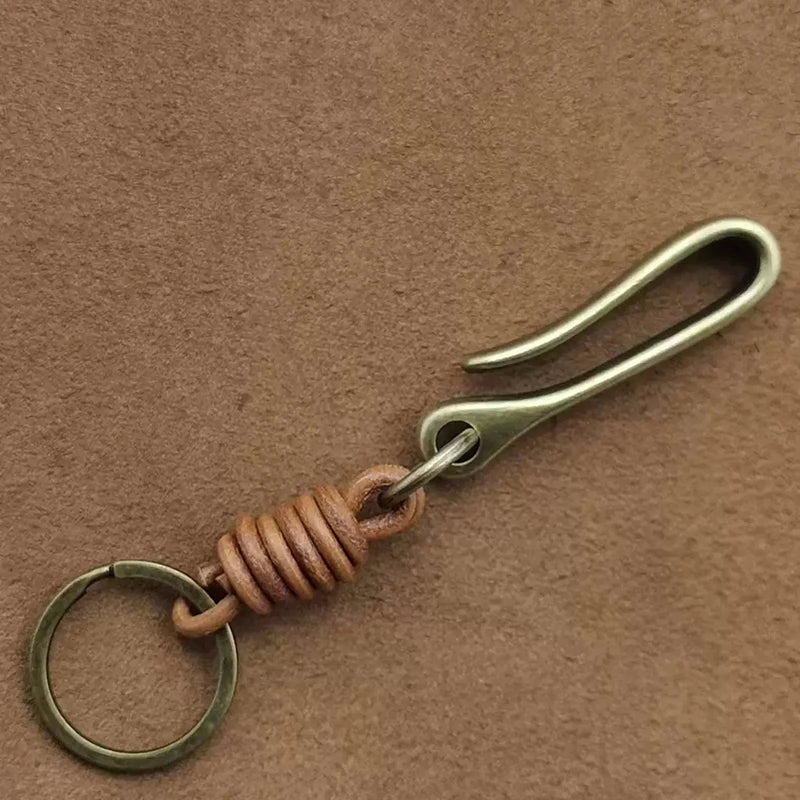 Vintage Leather Keychain Bag Accessories High Quality Cowhide Men's Car Keychain Fashion U-shaped Waist Hook Decorative Gift Oasis Select 05