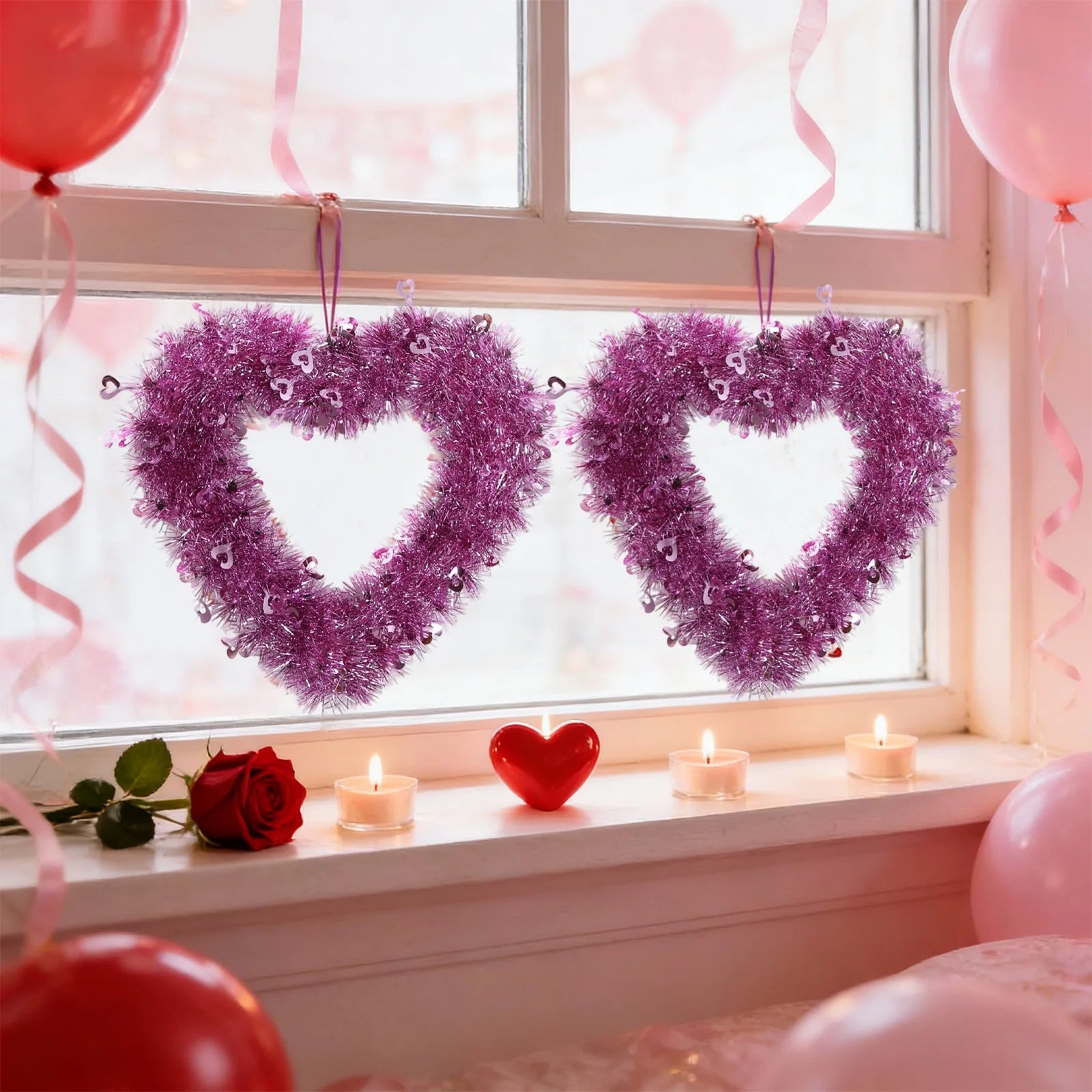 Red Heart Glitter Wreath – Valentine's, Wedding & Party Decor Holiday Wreath Decor Oasis Select