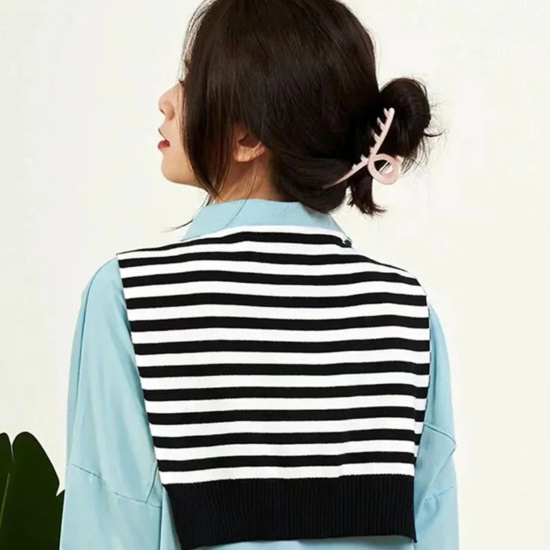 Knitted Stripe Capelet for Women Summer Air Conditioner Neck Cover Shawl Casual Lightweight Shoulder Wrap High End Vest Oasis Select
