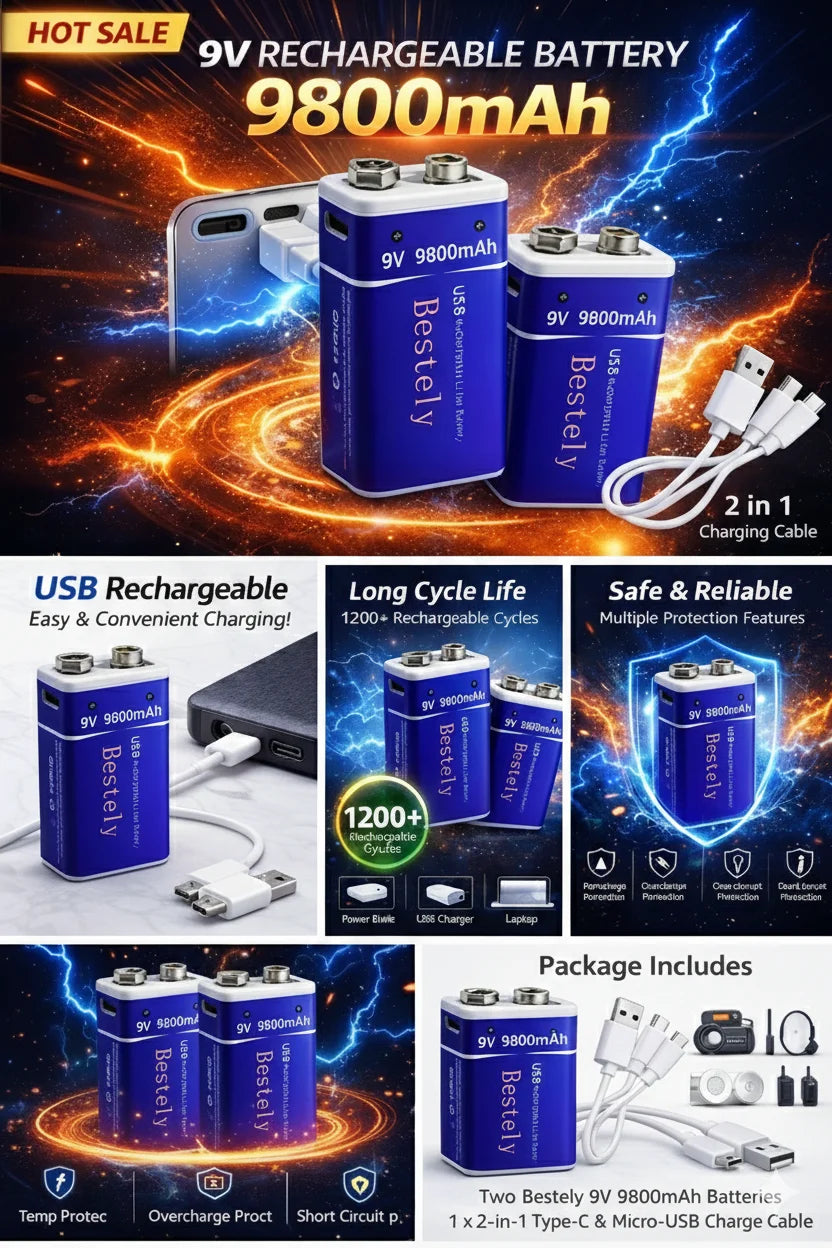 wide selling Long Cycle Life, Safe & Reliable 9V rechargeable li-ion battery for daily electronic devices Oasis Select