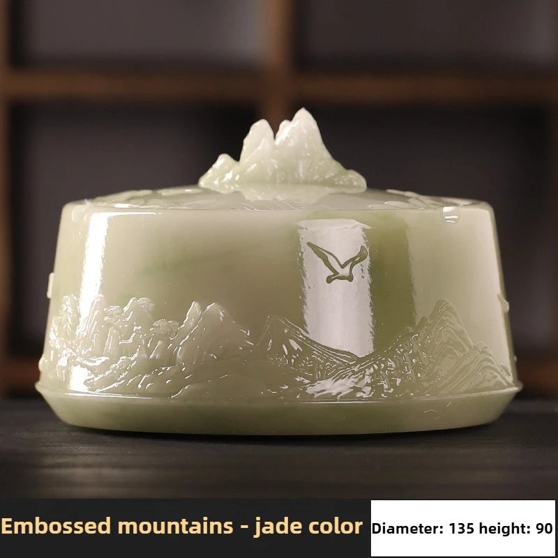 Chinese Style Relief Mountain Ashtray High-end Atmospheric Upscale Home Office Large Size with Lid Windproof Ashtray Oasis Select B simple packaging