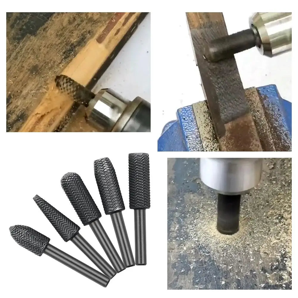 5-Piece Carbide Rotary Burr Set – Metal & Wood Grinding Kit