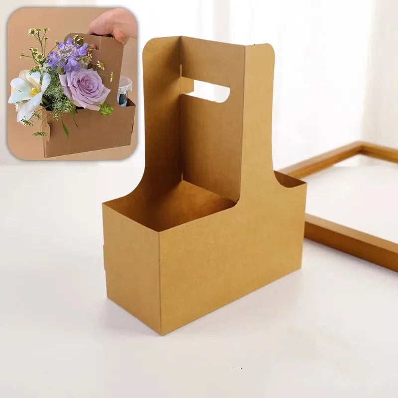 Kraft Paper Flower Box – Bouquet Gift & Takeaway Holder