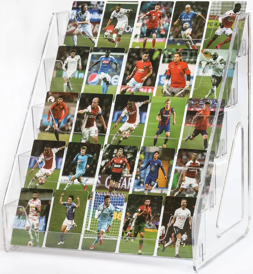 5-Tier Clear Acrylic Card Display Stand Desktop Holder for Graded Sports Cards Football Baseball Basketball Postcards Stickers Oasis Select