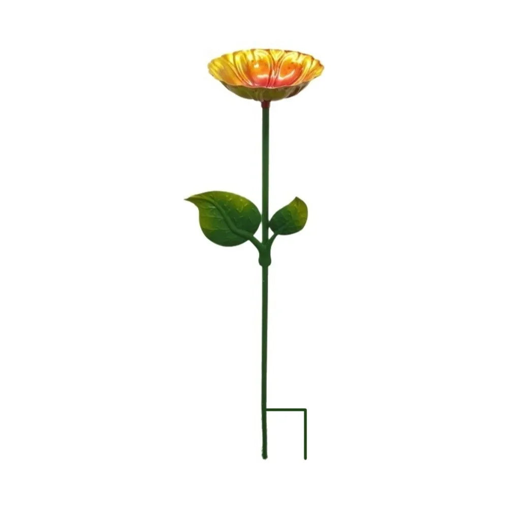 Iron Flower Bird Bath – Large Capacity Garden Dish | Oasis Garden Bird Bath Oasis Select B-Yellow