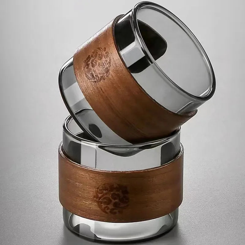 Heat-resistant Glass Tea Cup High Borosilicate Main Cup Tea Tasting Cup Walnut Handle Kung Fu Tea Cup Oasis Select