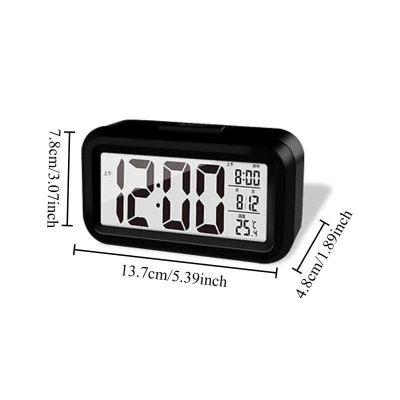 Digital Alarm Clock 12/24-hour Display Screen Timer LED Night Light Suitable for Bedroom and Household Use Oasis Select Black
