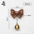 Simple Bow Door-style Wind Chime Copper Bell Reminder Bell Dopamine Doorbell Gift Hanging Oasis Select Black walnut 8 10 2.5CM