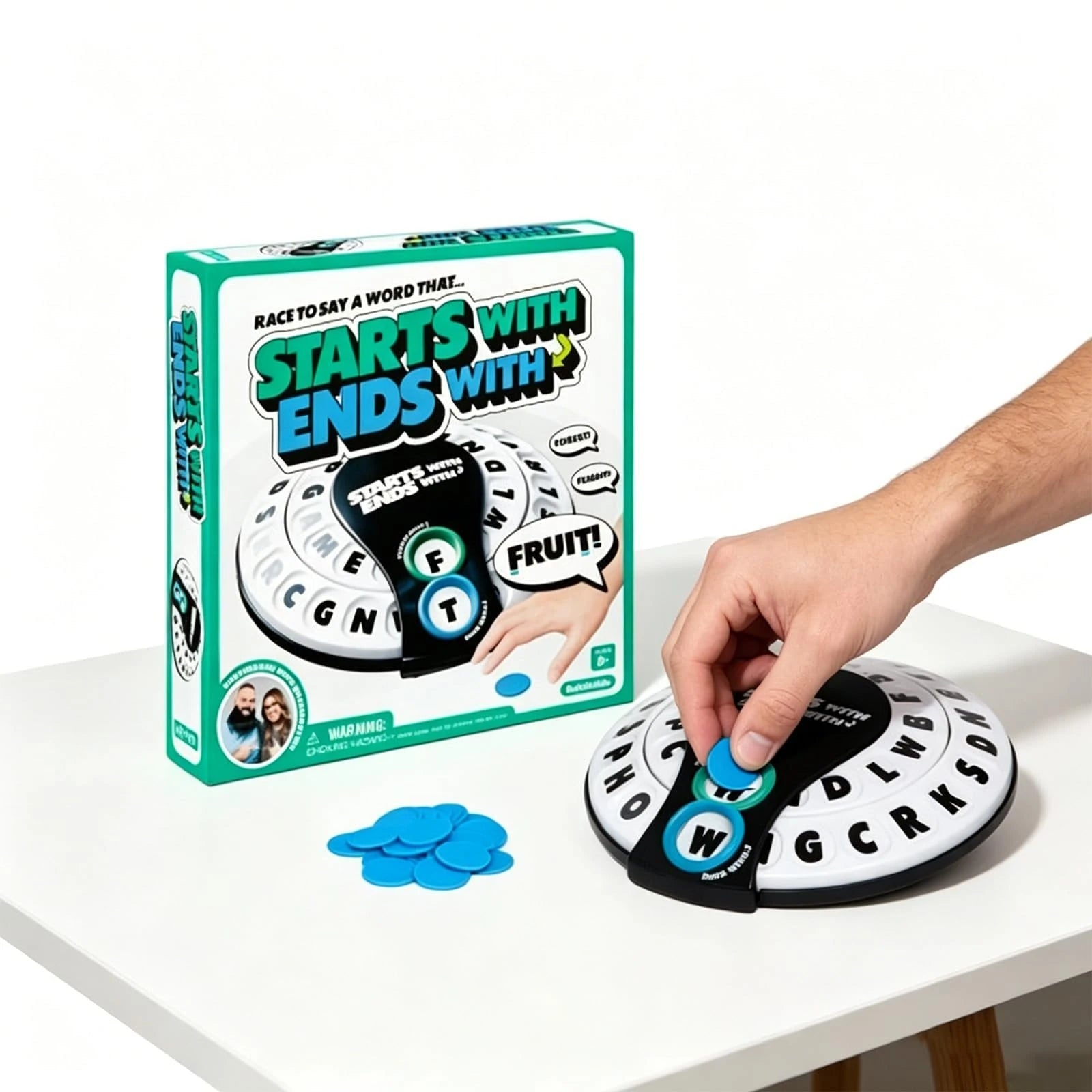 Spin & Shout Word Game, Fast-Paced Family Word Game with Letter Wheels , 20 Tokens, Letter Wheels & Spinner Device Oasis Select