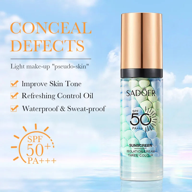 SADOER Tri-Color Contour Primer Cream | Waterproof Base 40g