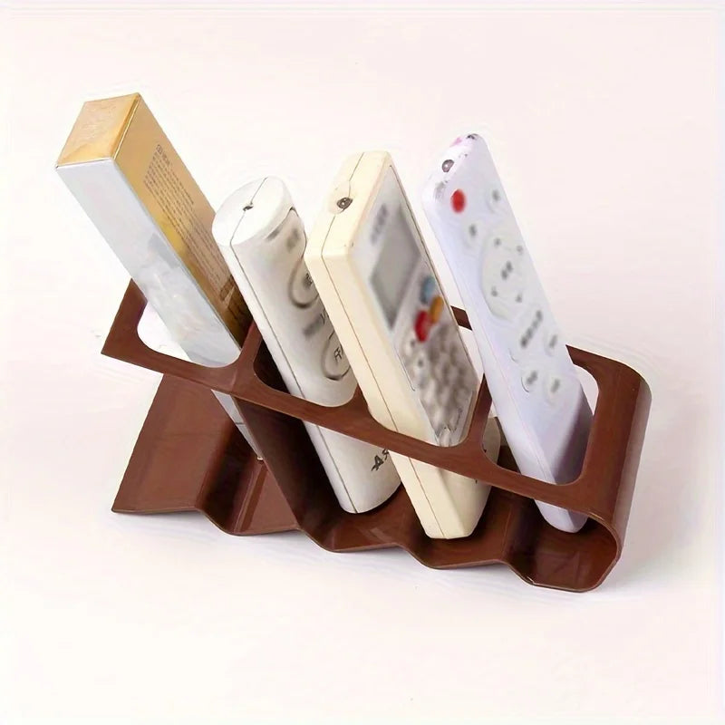 4-Slot Remote Control Holder Durable Plastic Desk Organizer Ergonomic Space Saving for TV Home Office Multipurpose Storage Rack Oasis Select