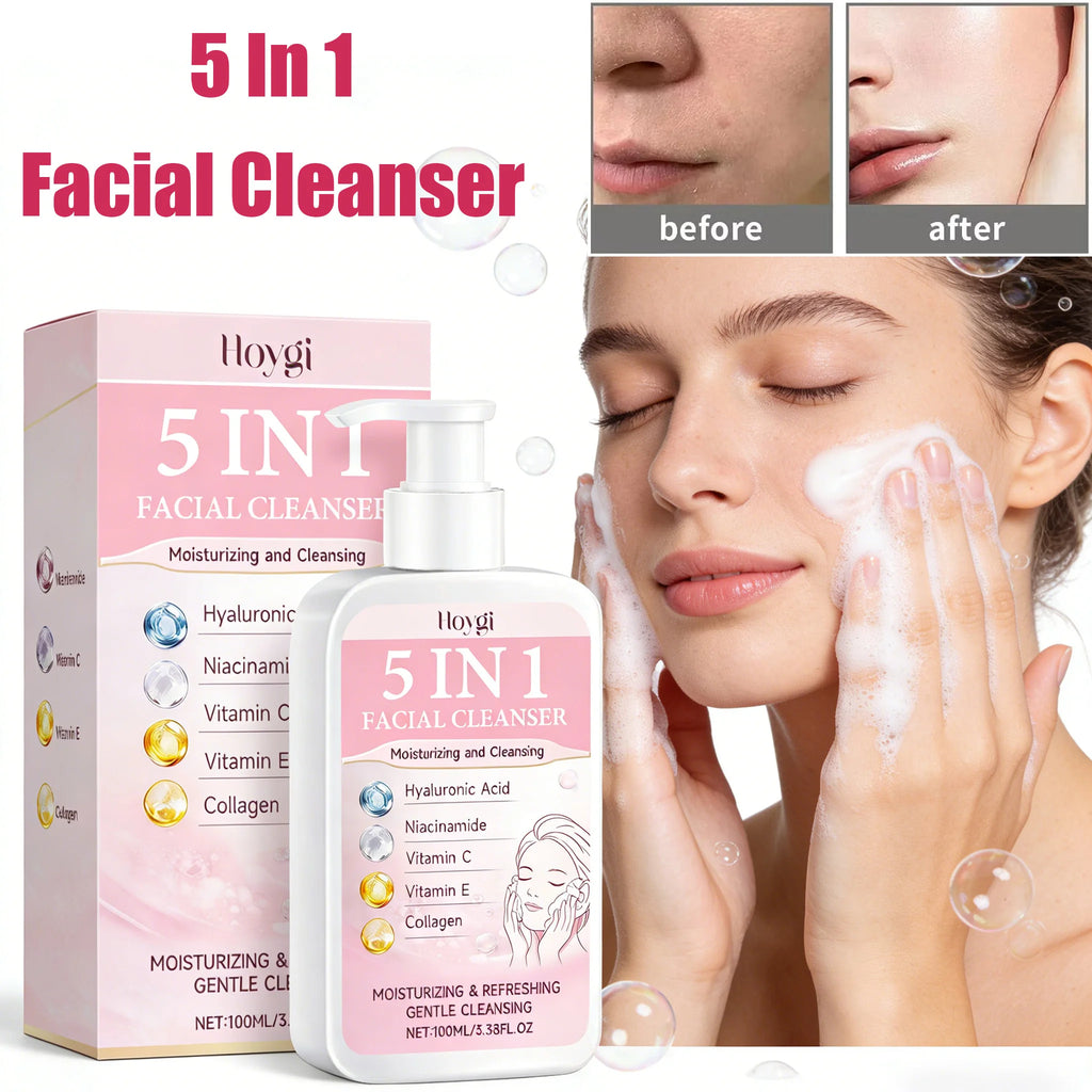 5 in 1 Moisturizing Facial Cleanser Refreshed Cleansing Makeup Remover Brightening Hydrating Light Texture Rich Foam Cleanser Oasis Select