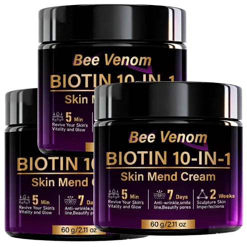 Bee Venom Biotin 10-in-1 Skin Mend Cream, Anti-Wrinkle & Anti-Aging, Fast Revitalizing & Firming, 5 Min Glow Oasis Select WHITE 60g