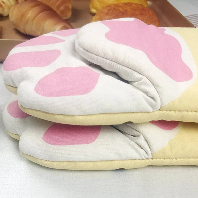 1pc Cute Cat Paws Oven Mitts Cat Claw Baking Oven Gloves Anti-scald Microwave Heat Resistant Insulation Non-slip Cat Paw Gloves Oasis Select