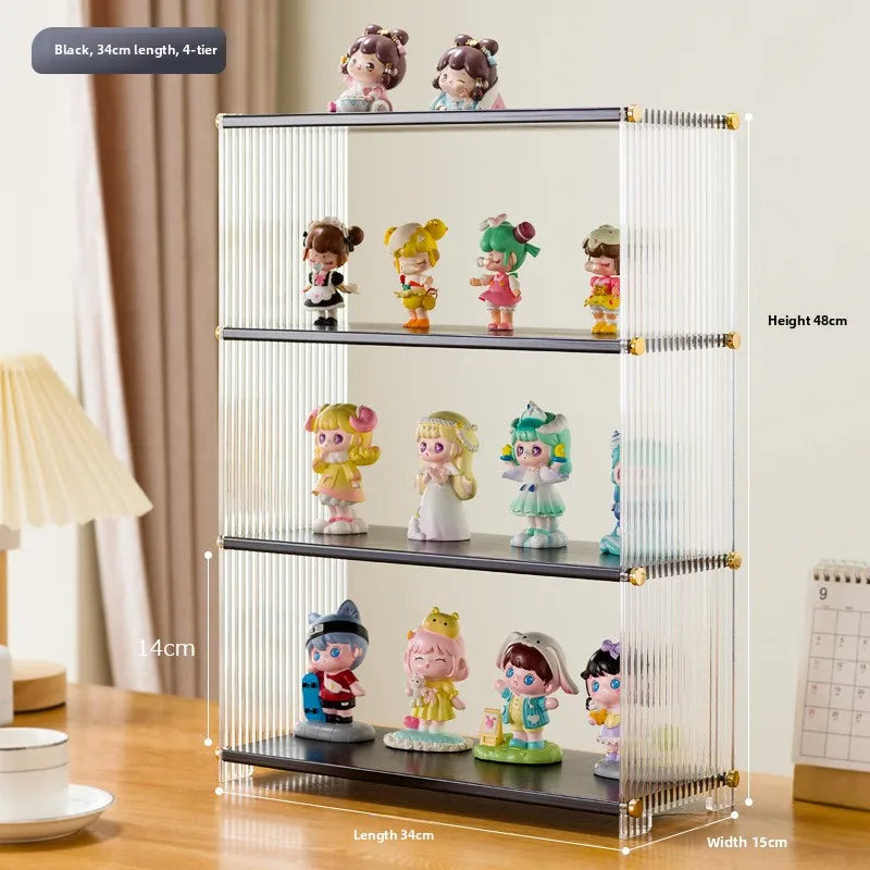 Blind box display stand Figure display case POP MART Lego doll building block storage desktop acrylic storage box Oasis Select Black four layers