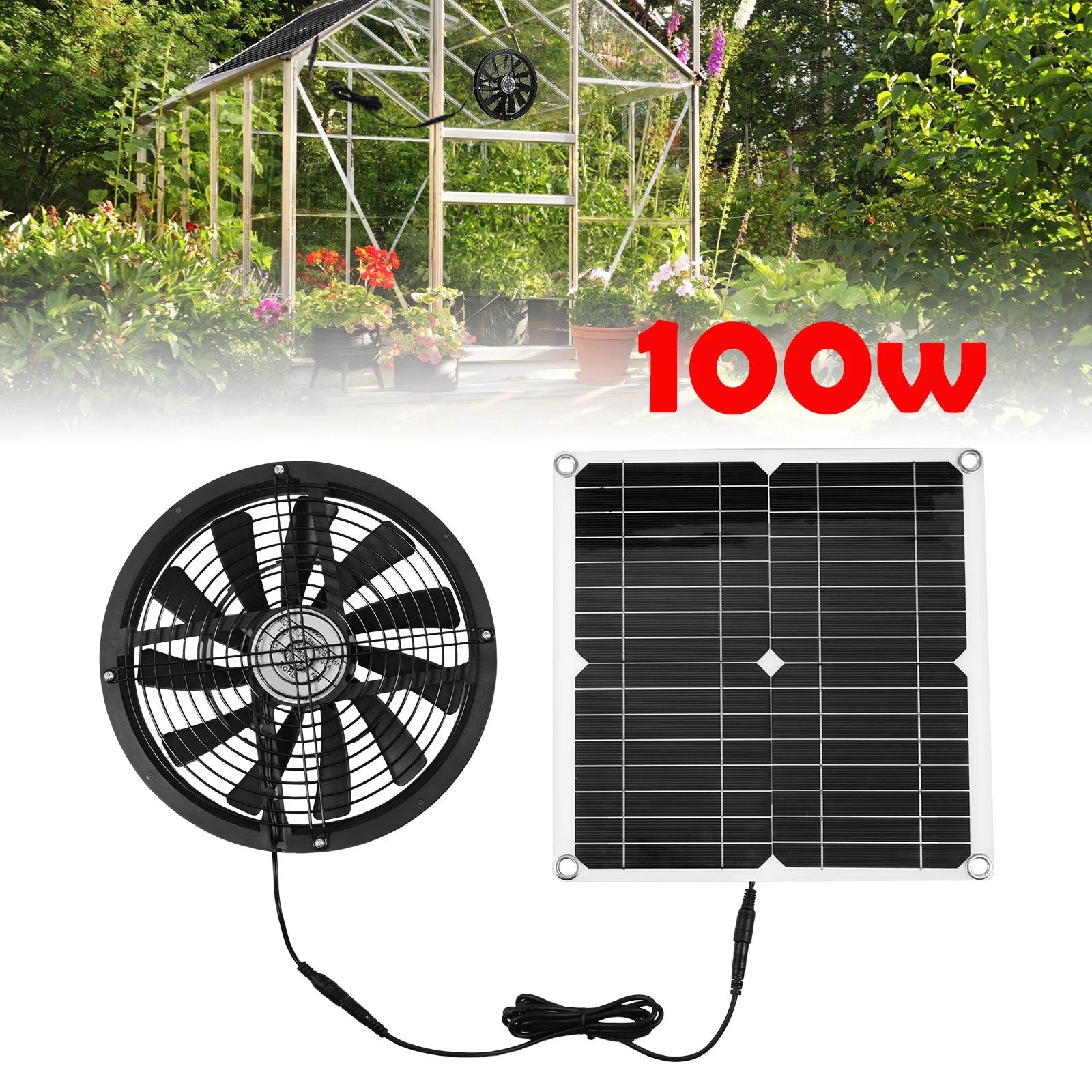 100W Solar Exhaust Fan – Chicken Coop, Greenhouse & Shed