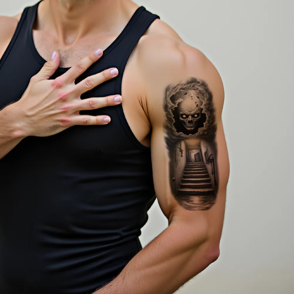 3-Pack Skull & Grim Reaper Temporary Tattoos – Black & Grey