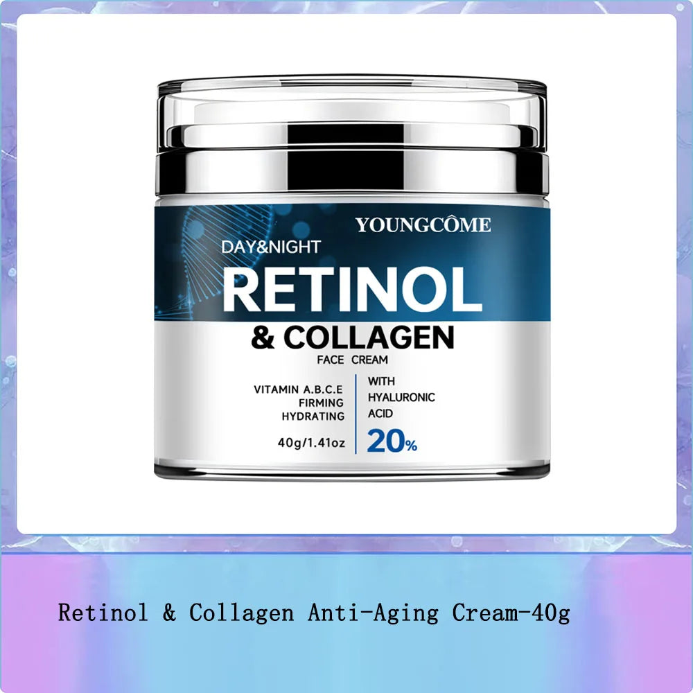 Retinol & Collagen Anti-Aging Cream - 72H Hydration, Wrinkle Reduction, Firming Face Moisturizer for All Skin Types, Non-Greasy Oasis Select 40g