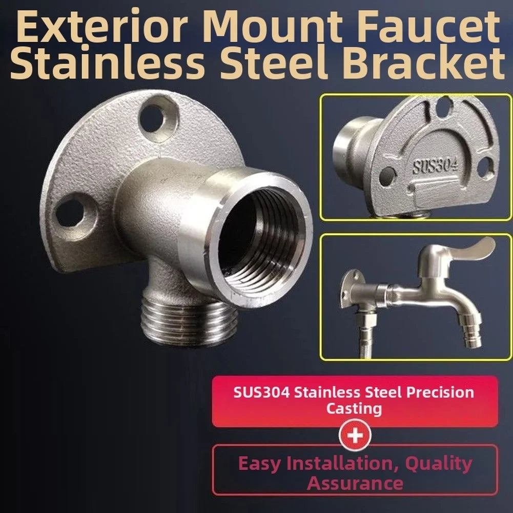 Bathroom Faucet Fixed Base Stainless Steel Wall Mount Faucet Bracket Shower Inlet Outlet Mix Water Valve Parts Oasis Select
