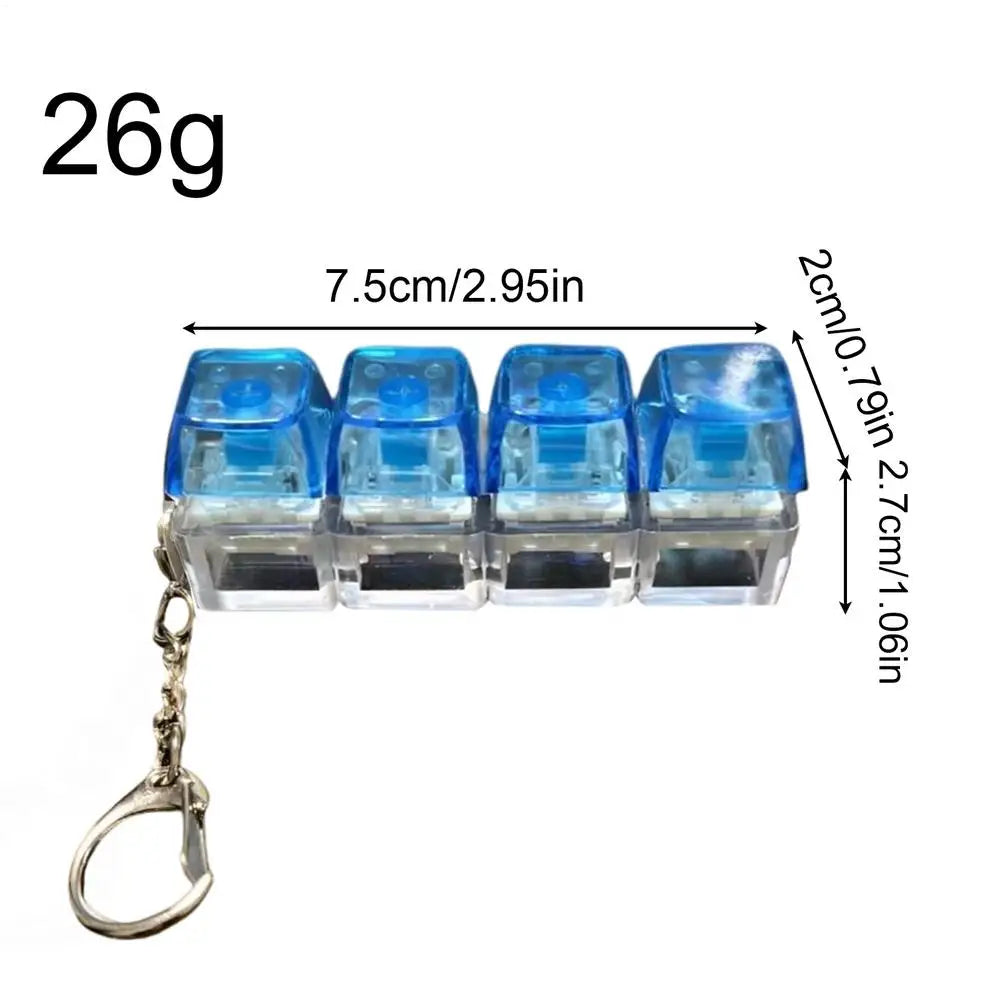 LED Keyboard Key Chain Fidget Toy for Adults Fidget Clicker Decompression Keychains Stress Relief Gadget Interesting Pendant Oasis Select Blue