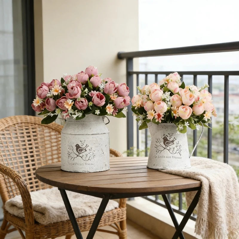 Silk Peony Hydrangea Artificial Flowers for Wedding Bouquet Home Decoration Fake Rose Plants Table Centerpiece Accessory Oasis Select