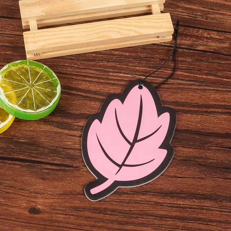 1/2/3/4Pcs Car Air Freshener Natural Scented Tea Paper Auto Hanging Vanilla Perfume Fragrance Leaf Shape Car Interior Oasis Select 1pcs-pink