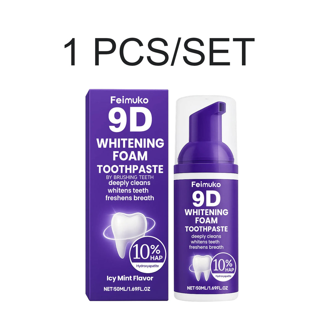 2026 New 9D Whitening Foam Toothpaste 10% Hydroxyapatite Deep Cleaning Fresh Breath Brighten Teeth tain Removal Oral Care 50ml Oasis Select 1 PCS