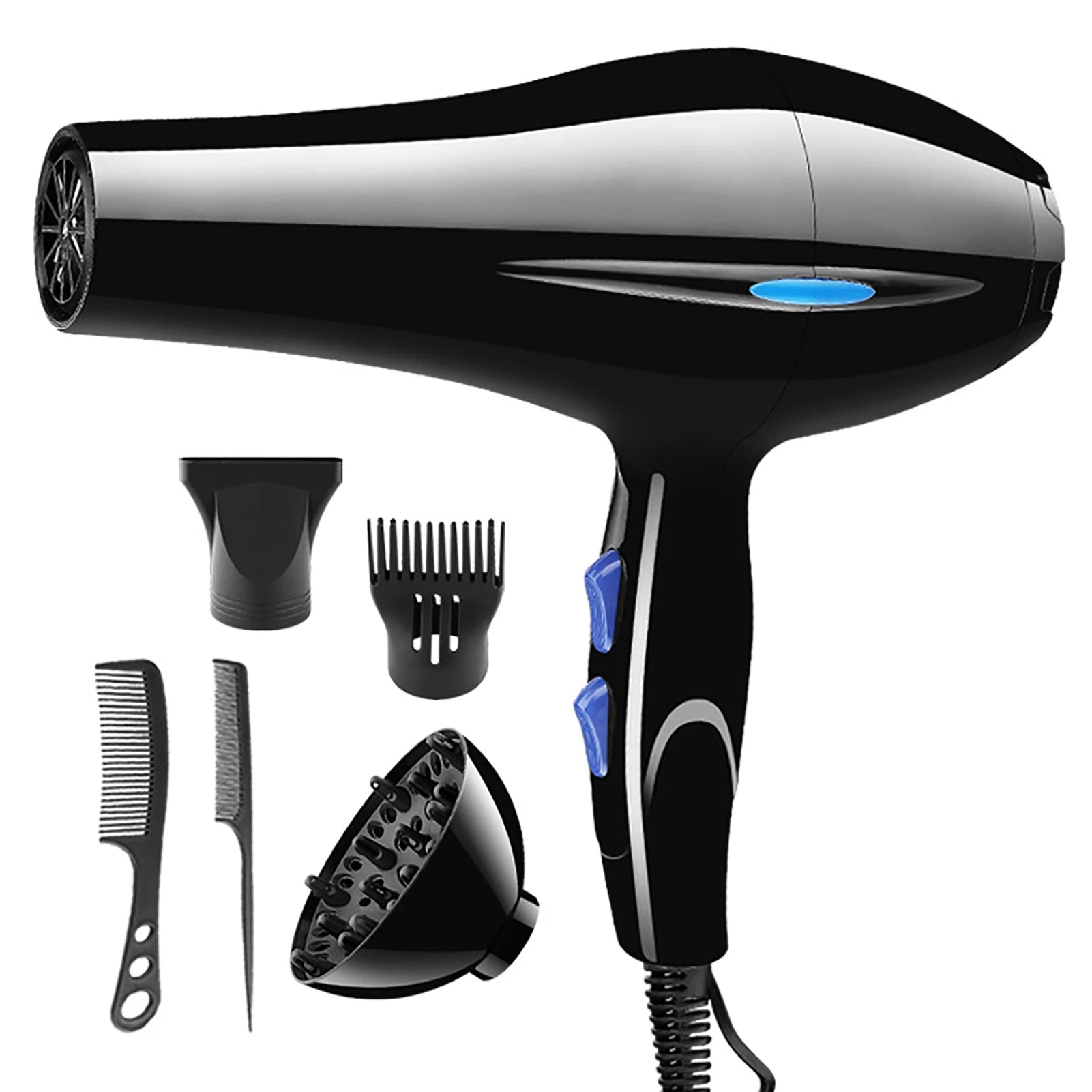 Dryer 2200W With Diffuser Black Dryer 2200W Powerful Hair Dryer With Dryer Attachments Styling Nozzles Pointed Tail Comb Flat Oasis Select Dryer China Mainland