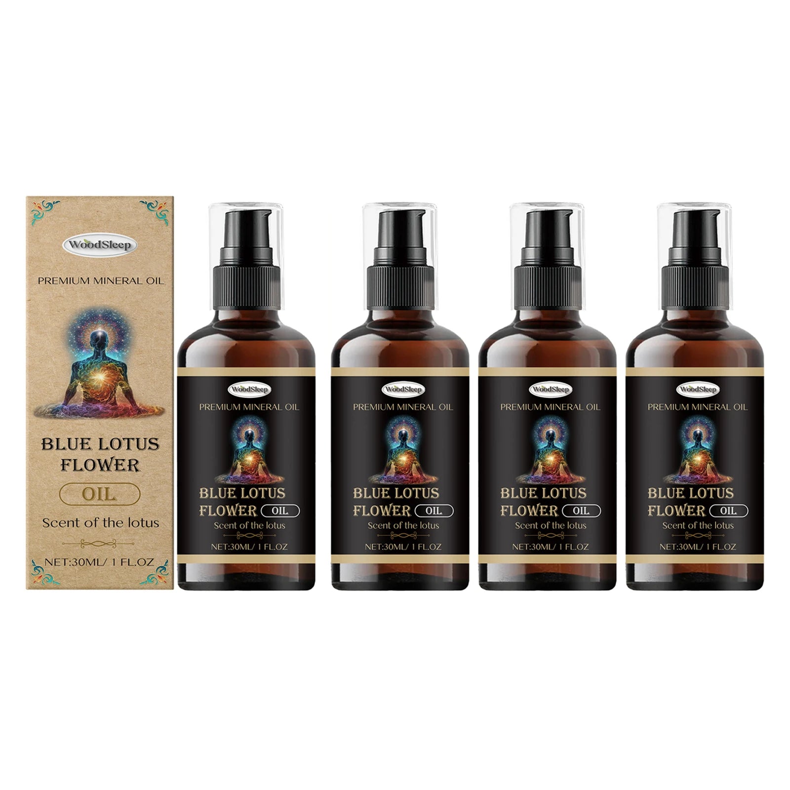 WOODSLEEP Blue Lotus Nourishing Oil – Hair, Skin & Nails 30ml Nourishing Body Oil Oasis Select 4pcsX30ml