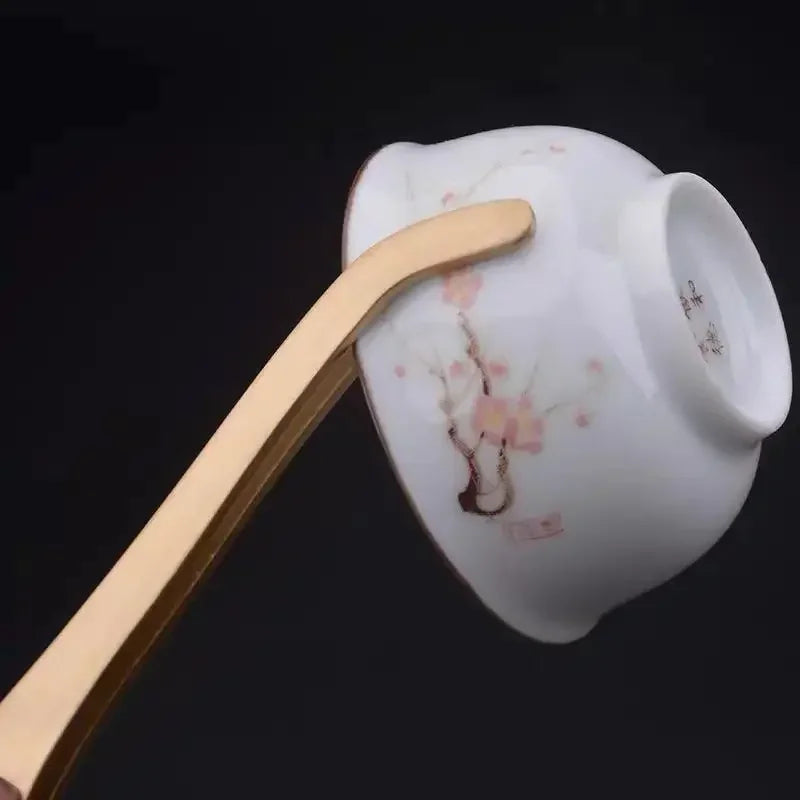 Anti-hot Wood Copper Tea Clip 17cm Non-Slip Tea Set Tweezers Tea Ceremony Accessories Household Supplies Wooden Tongs Oasis Select