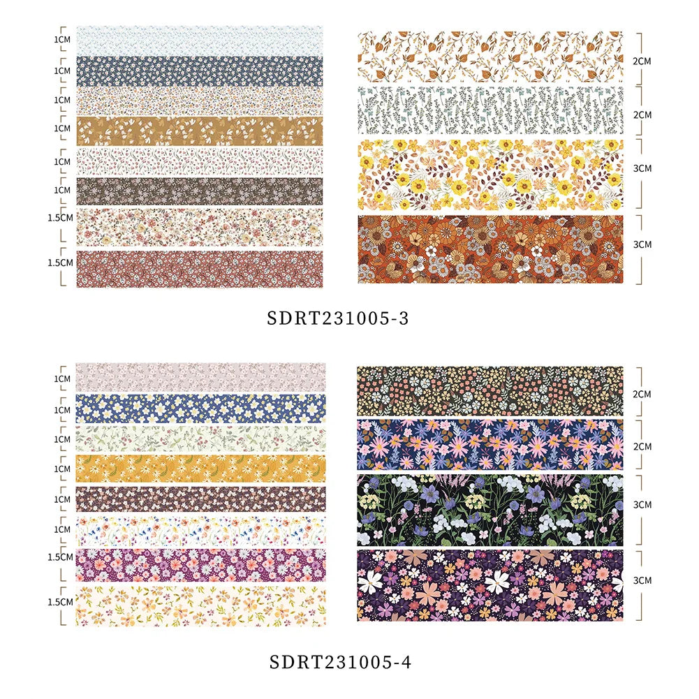 12-Roll Floral Washi Tape Set – Vintage Plant DIY Craft Tapes