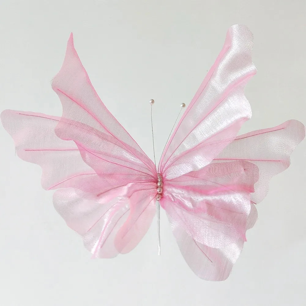 NEW Silk Artificial Butterfly Flowers Colorful Artificial Flowers Flower Head 50cm Giant Butterfly Branch Road Oasis Select Light Pink