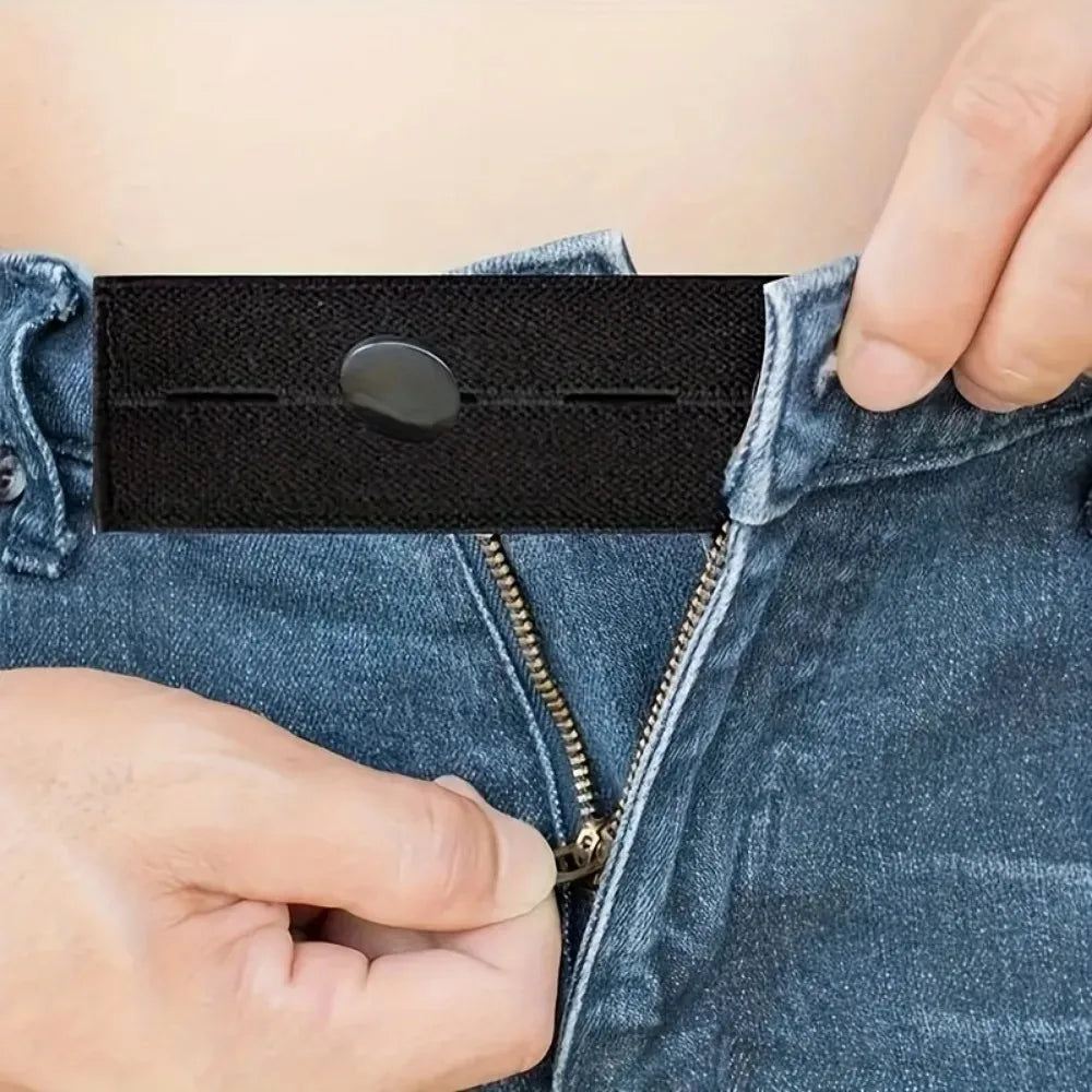 Black Waistband Extender Buckle – Elastic Adjustable Pant Button Waistband Extender Oasis Select
