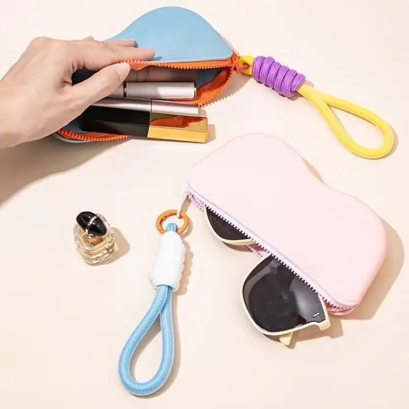 Silicone Zipper Glasses Bag Sunglasses Storage Protective Cover Hanging Bag Coin Purses For Women Girls Waterproof Glasses Box Oasis Select
