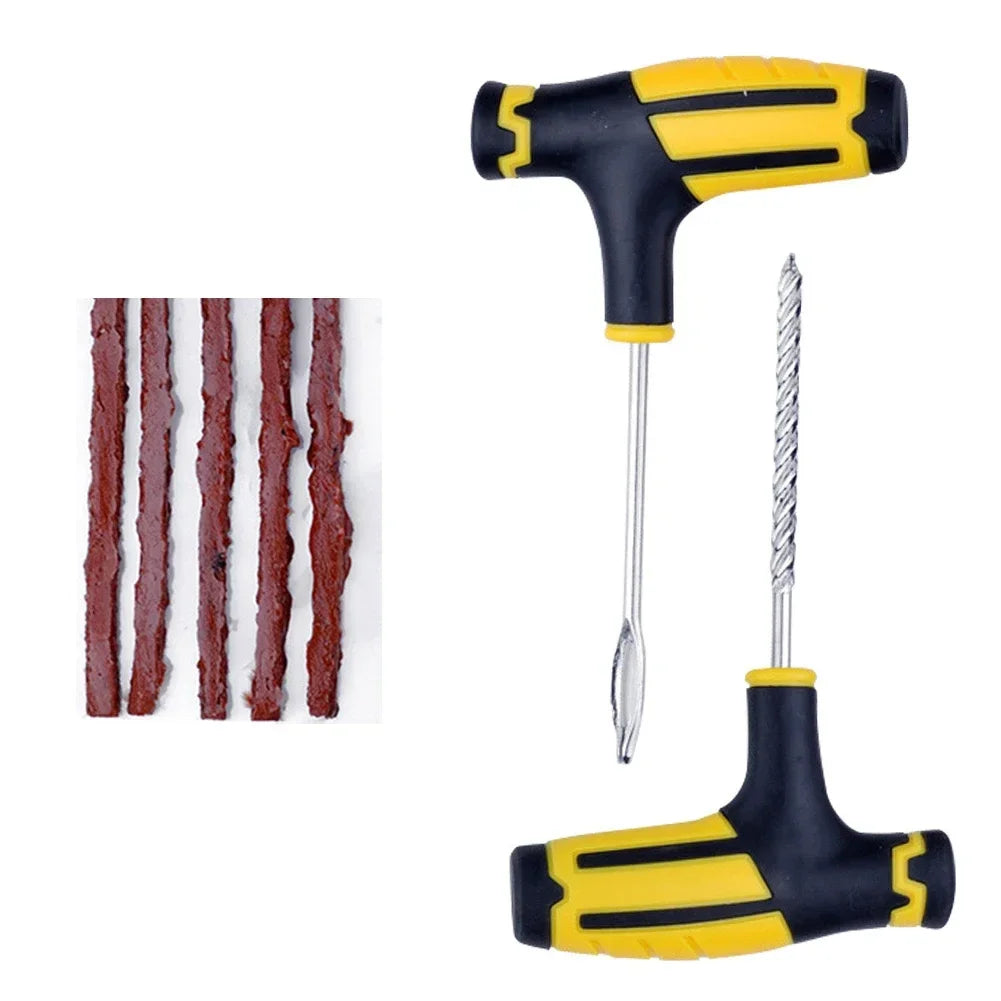 Car Tire Repair Tools Kit with Rubber Strips Tubeless Tyre Puncture Studding Plug Set for Truck Motorcycle Car Accessories Oasis Select