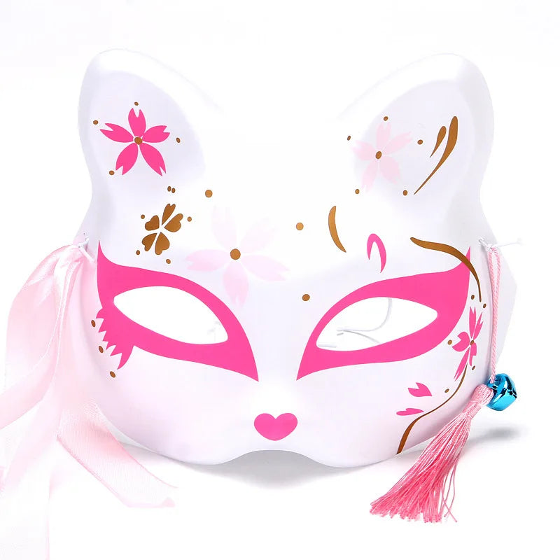 Foxes Mask Japanese Cosplay Rave Hand-Painted Anime Demon Slayer Half Face Cat Masks Masquerade Festival Party Cosplay Props Oasis Select 07