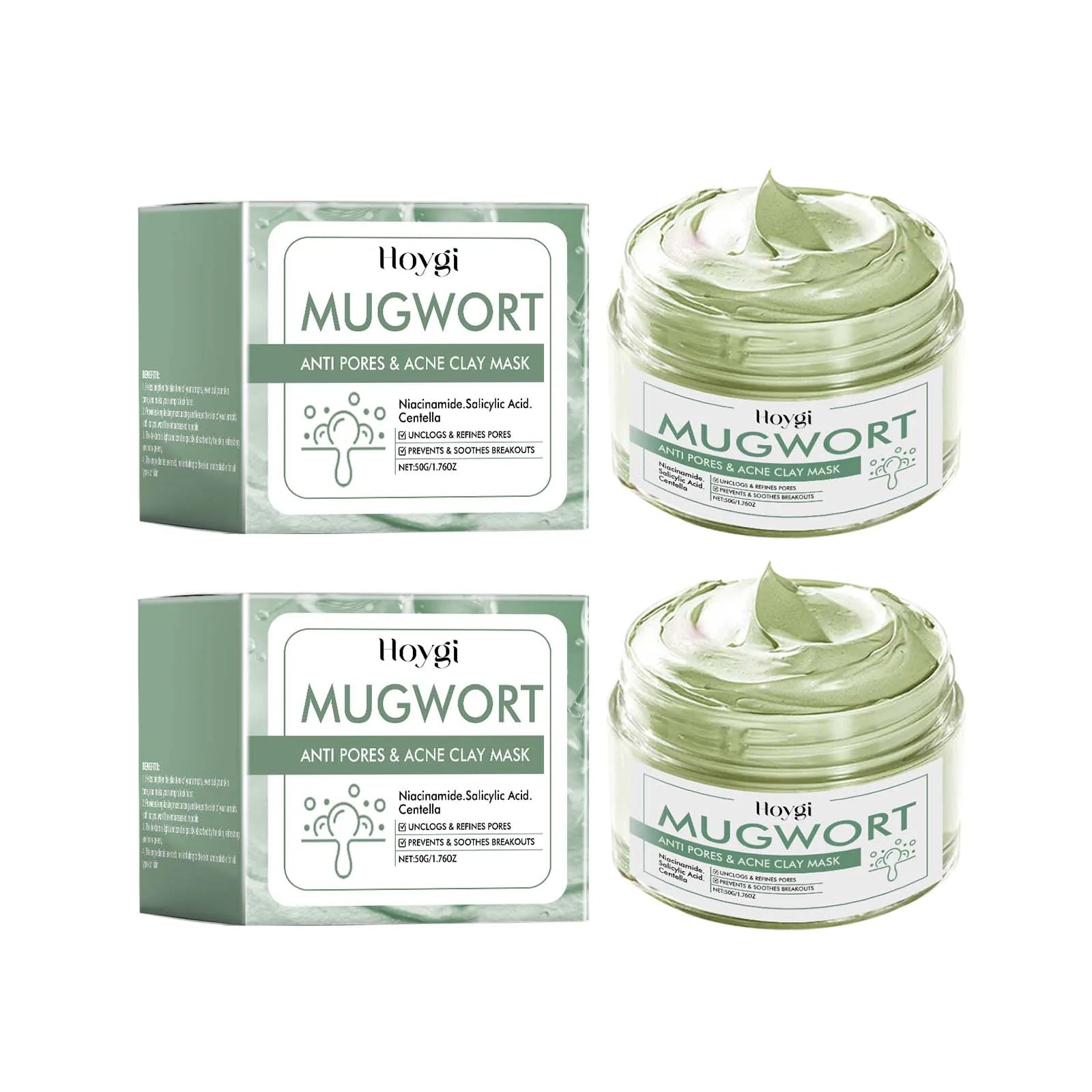 Hoygi Clay Mud Mask – Acne, Pores & Blackhead Remover Clay Mud Face Mask Oasis Select 2 x 50g Boxed
