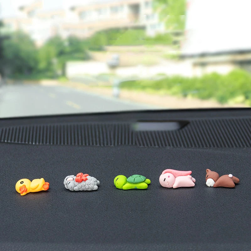 6pcs/set Cute Lying Mini Turtle Car Interior Decoration Funny Auto Center Console Rearview Mirror Ornaments For Car Accessories Oasis Select