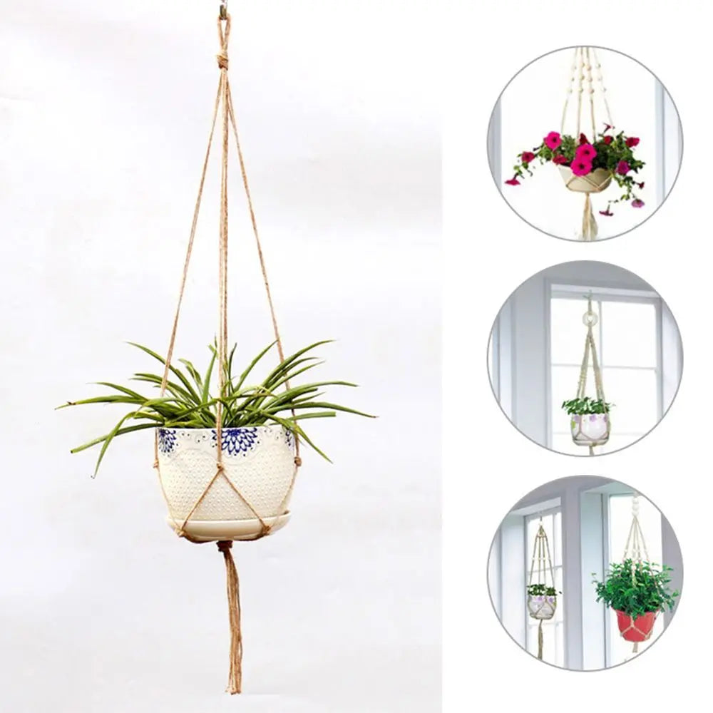 Flowerpot Hanging Knotted Vintage Lifting Rope Plant Hanger Oasis Select