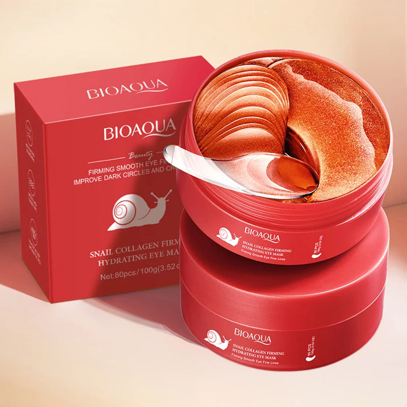 BIOAQUA 80pc Collagen Eye Mask – Dark Circles & Anti-Aging Eye Mask Patches Oasis Select Snail